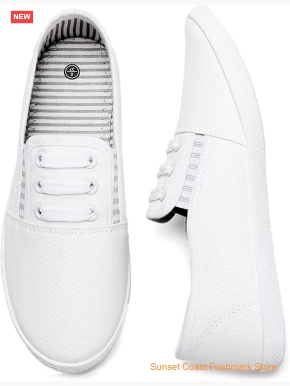 Women's Canvas Slip On Fashion Sneakers Lightweight Elastic Pull-On Shoes